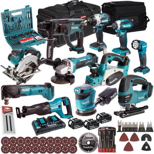 18V Cordless 11-Piece Tool Kit with 3 x 5.0Ah Batteries and 100-Piece Accessory Set