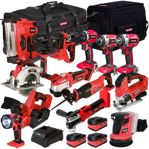18V Cordless 13-Piece Tool Kit with 3 x 5.0Ah Batteries and Impact Wrench