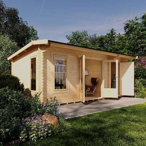 44mm Timber Garden Log Cabin with Side Storage - image 1