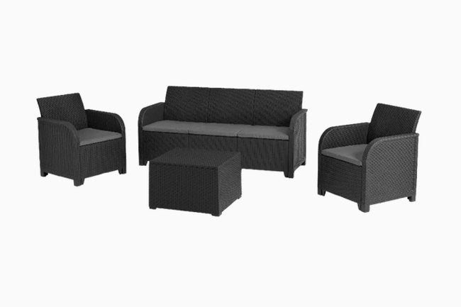 5 Seater Rattan-Effect Outdoor Lounge Set - Grey - view 2