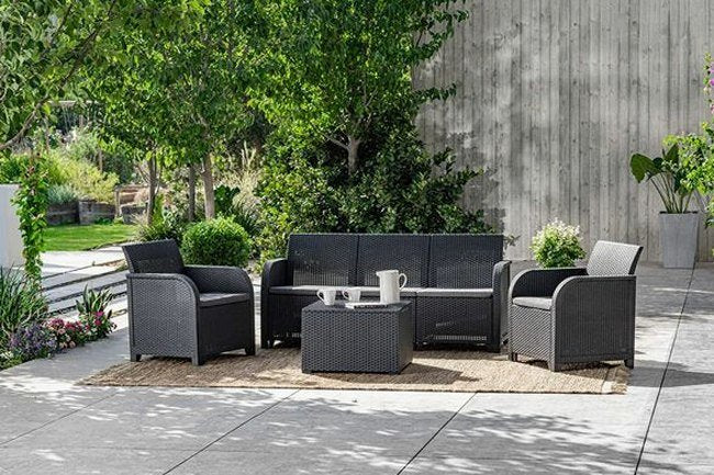 5 Seater Rattan-Effect Outdoor Lounge Set - Grey - view 3