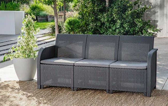 5 Seater Rattan-Effect Outdoor Lounge Set - Grey - view 4