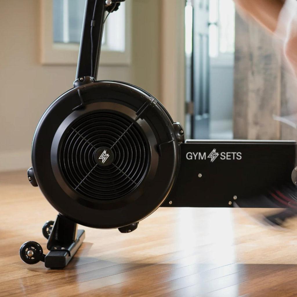 Air resistance exercise bike with freewheel clutch and belt drive - view 7