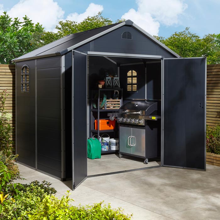 Apex Roof Polypropylene Garden Shed 2.4 x 1.9 m (8 x 6 ft) - Dark Grey - image 1