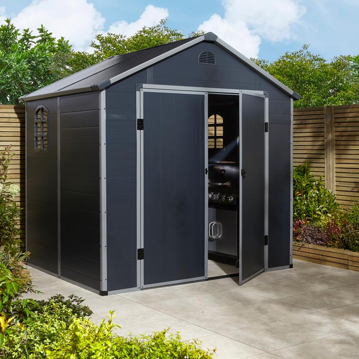 Apex Roof Polypropylene Garden Shed 2.4 x 1.9 m (8 x 6 ft) - Dark Grey - image 2