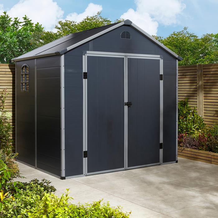 Apex Roof Polypropylene Garden Shed 2.4 x 1.9 m (8 x 6 ft) - Dark Grey - image 3