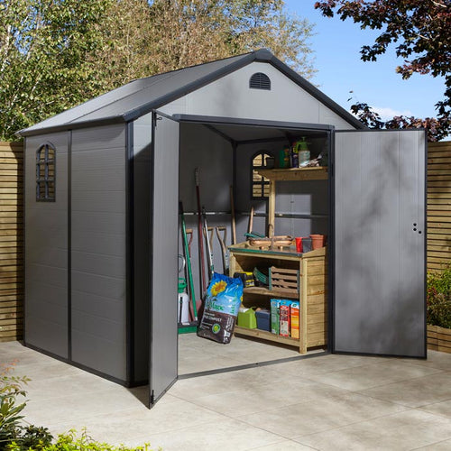 Apex Roof Polypropylene Garden Shed 2.4 x 1.9 m (8 x 6 ft) - Light Grey - image 1