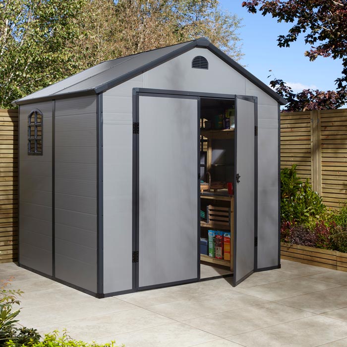 Apex Roof Polypropylene Garden Shed 2.4 x 1.9 m (8 x 6 ft) - Light Grey - image 2