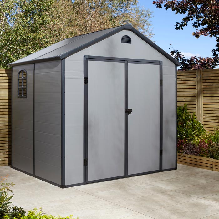 Apex Roof Polypropylene Garden Shed 2.4 x 1.9 m (8 x 6 ft) - Light Grey - image 3