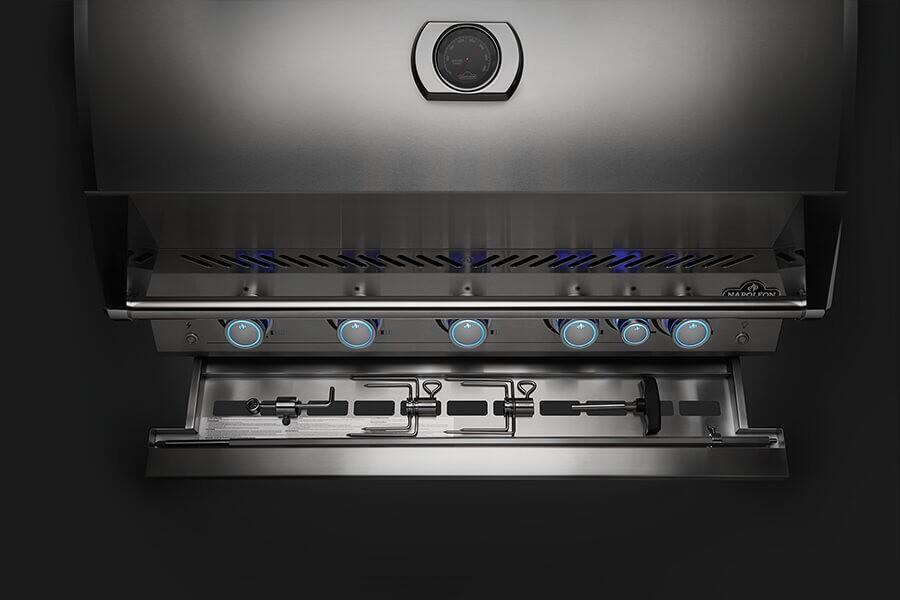 Built-in gas barbecue 81 cm with rear infrared rotisserie burner - view 5