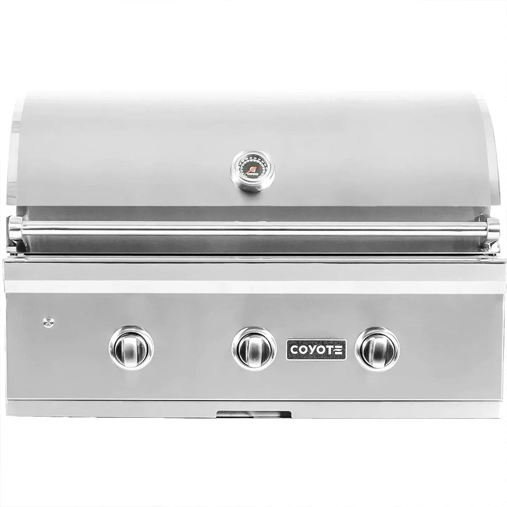 Built-in natural gas barbecue 86 cm three-burner stainless steel