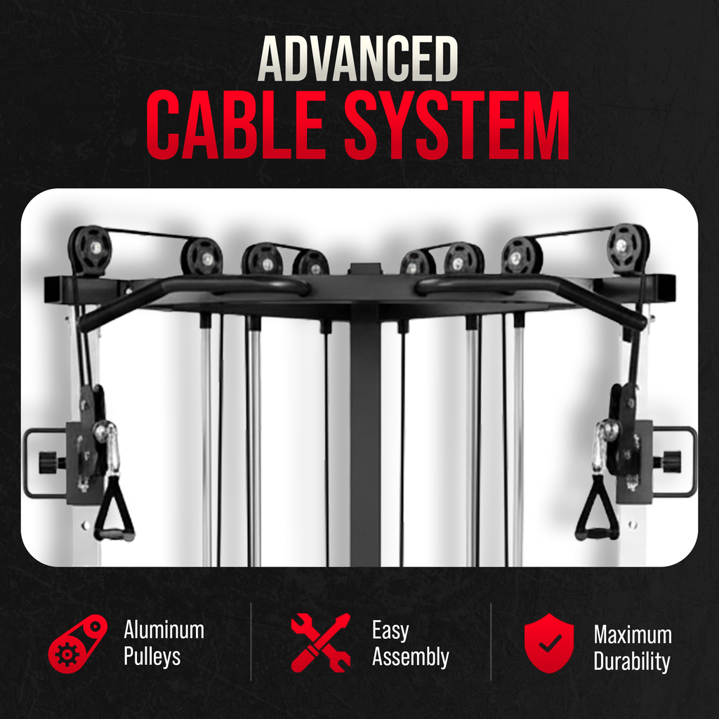 Cable crossover machine with 177 kg weight stacks, pull-up bar and dip station - view 11