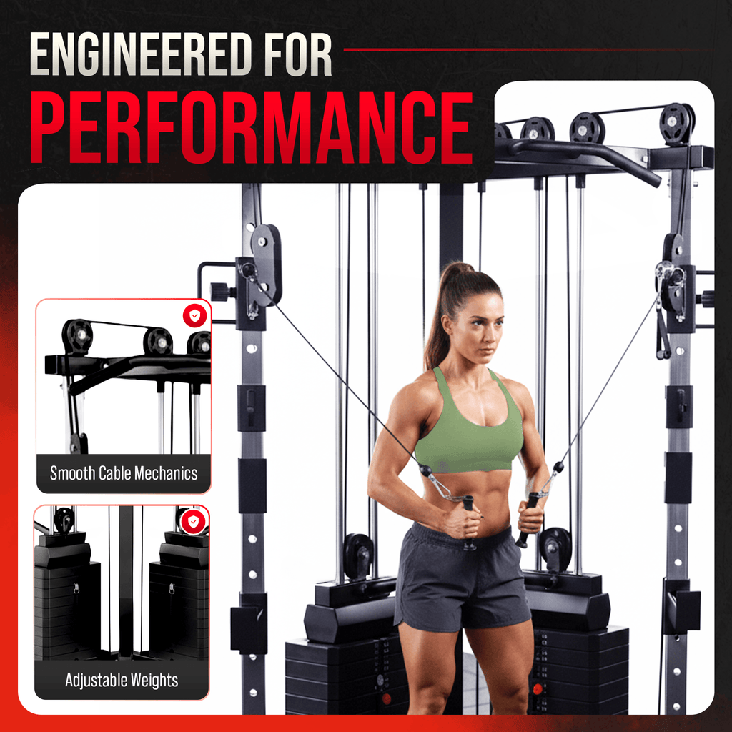 Cable crossover machine with 177 kg weight stacks, pull-up bar and dip station - view 13