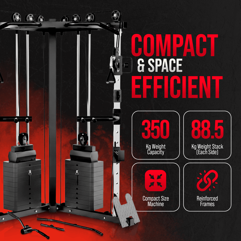 Cable crossover machine with 177 kg weight stacks, pull-up bar and dip station - view 14