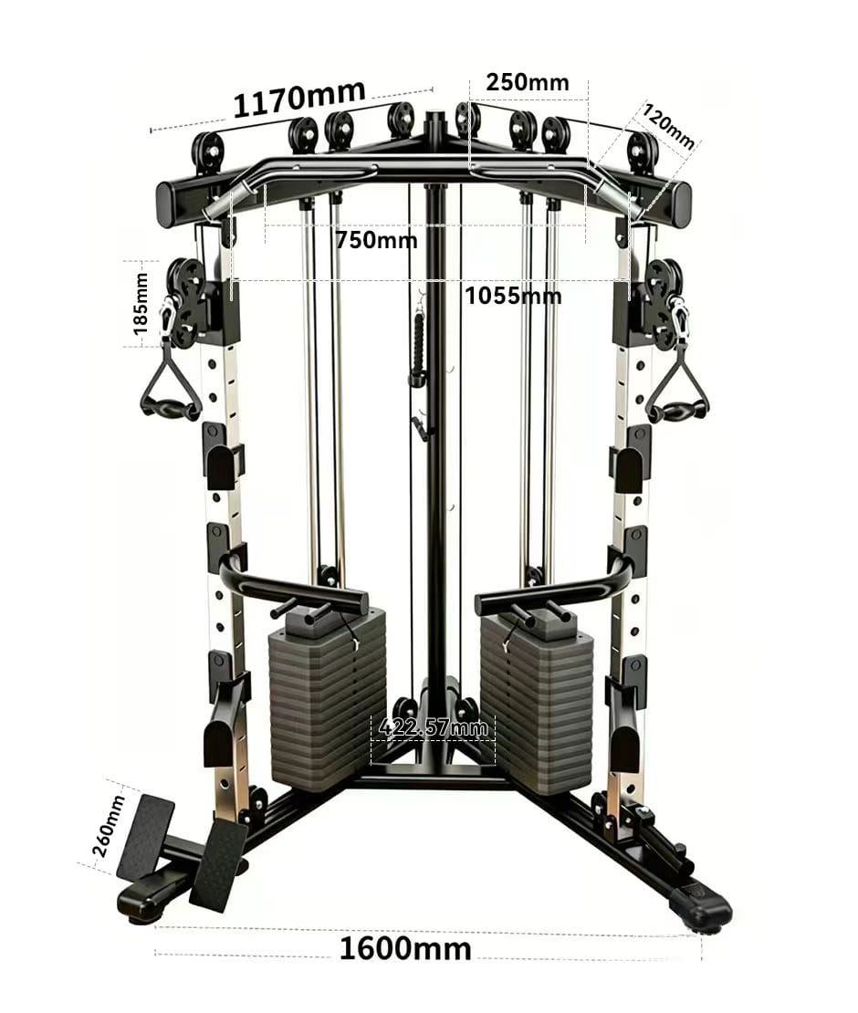 Cable crossover machine with 177 kg weight stacks, pull-up bar and dip station - view 8