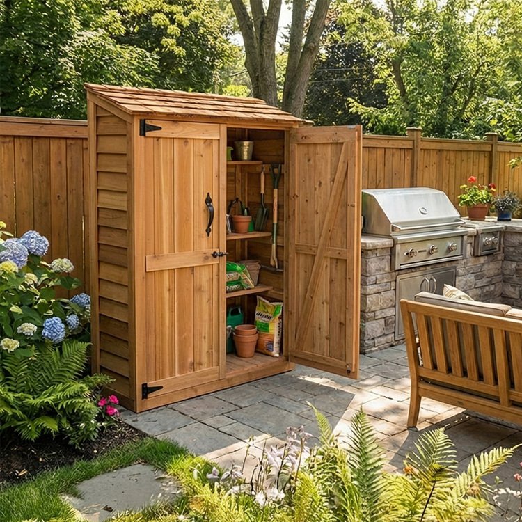 Cedar Wood Garden Storage Chalet 4 x 2 ft with Shingled Roof - view 24