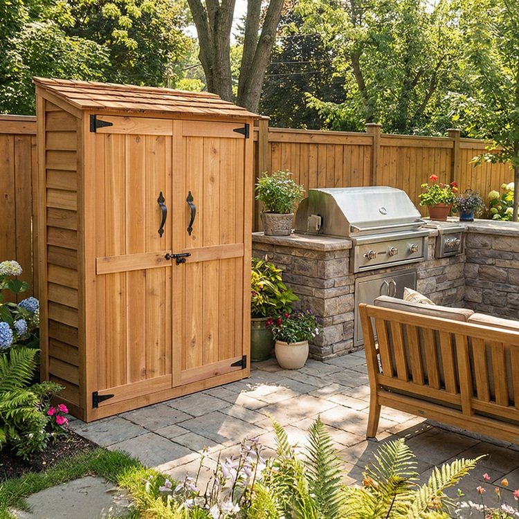 Cedar Wood Garden Storage Chalet 4 x 2 ft with Shingled Roof - view 25