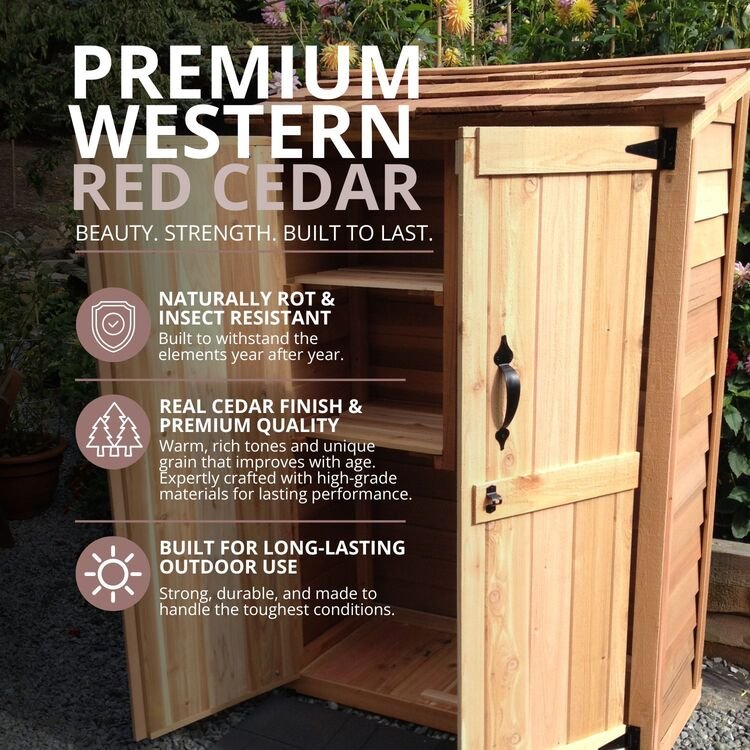 Cedar Wood Garden Storage Chalet 4 x 2 ft with Shingled Roof - view 29