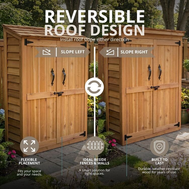 Cedar Wood Garden Storage Chalet 4 x 2 ft with Shingled Roof - view 30