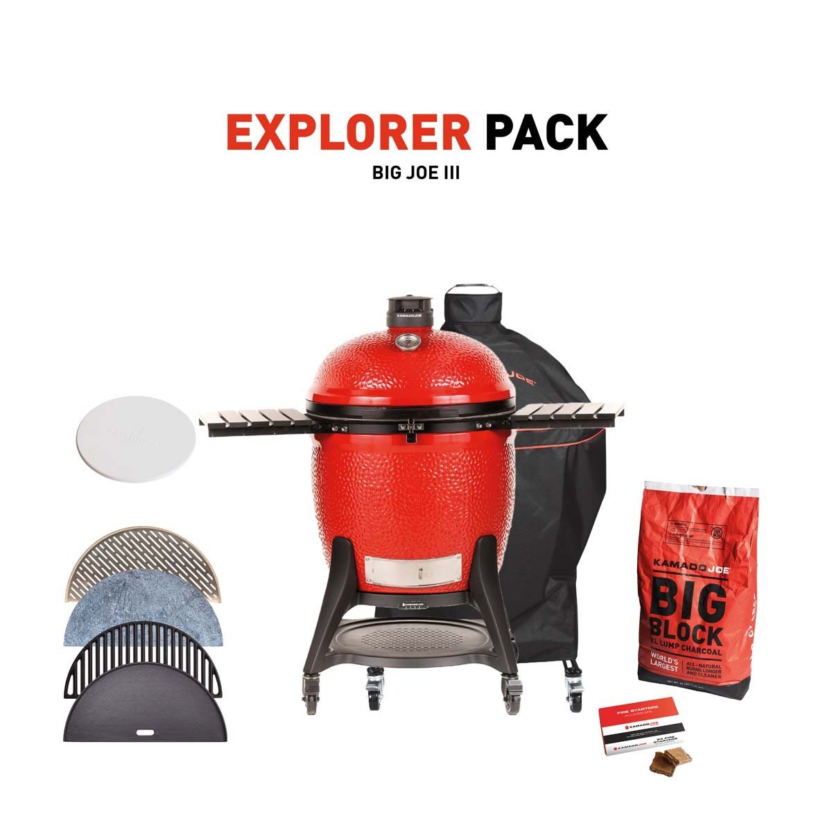 Ceramic Kamado Charcoal BBQ 61 cm with Cart and Soapstone Accessory Pack - image 1