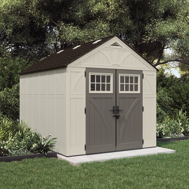Classic Resin Garden Shed 8 x 10 ft - Two Corner Shelves and Six Roof Windows - image 1
