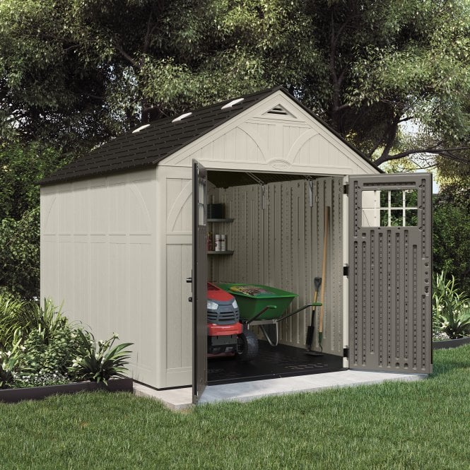 Classic Resin Garden Shed 8 x 10 ft - Two Corner Shelves and Six Roof Windows - image 2