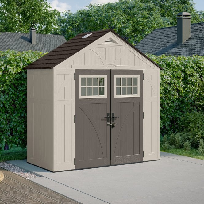 Classic Resin Garden Shed 8 x 4 ft - Two Corner Shelves and Two Roof Windows - image 1
