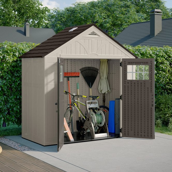 Classic Resin Garden Shed 8 x 4 ft - Two Corner Shelves and Two Roof Windows - image 2