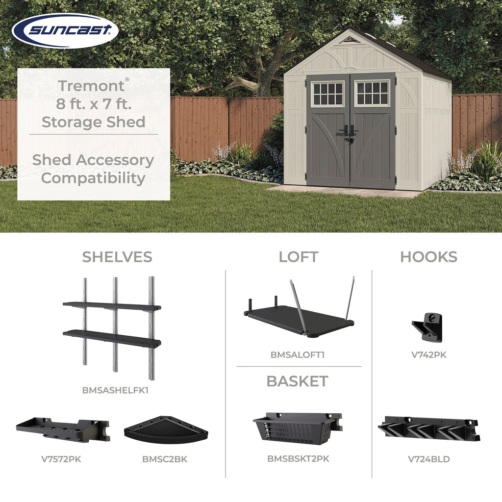 Classic Resin Garden Shed 8 x 7 ft - Two Corner Shelves and Four Roof Windows - image 10