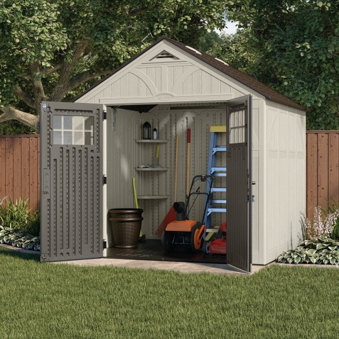Classic Resin Garden Shed 8 x 7 ft - Two Corner Shelves and Four Roof Windows - image 4
