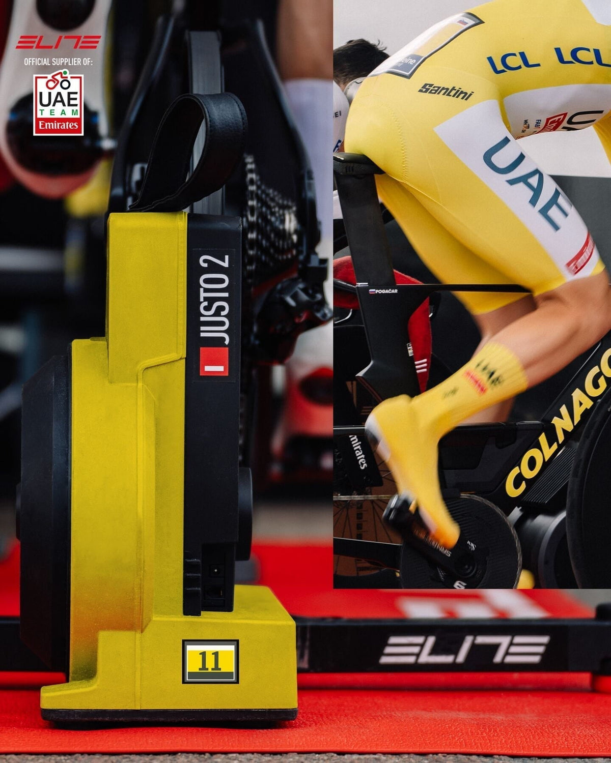 Direct-drive smart trainer in yellow racing colourway - view 2