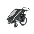 Double child bike trailer and stroller in dark grey