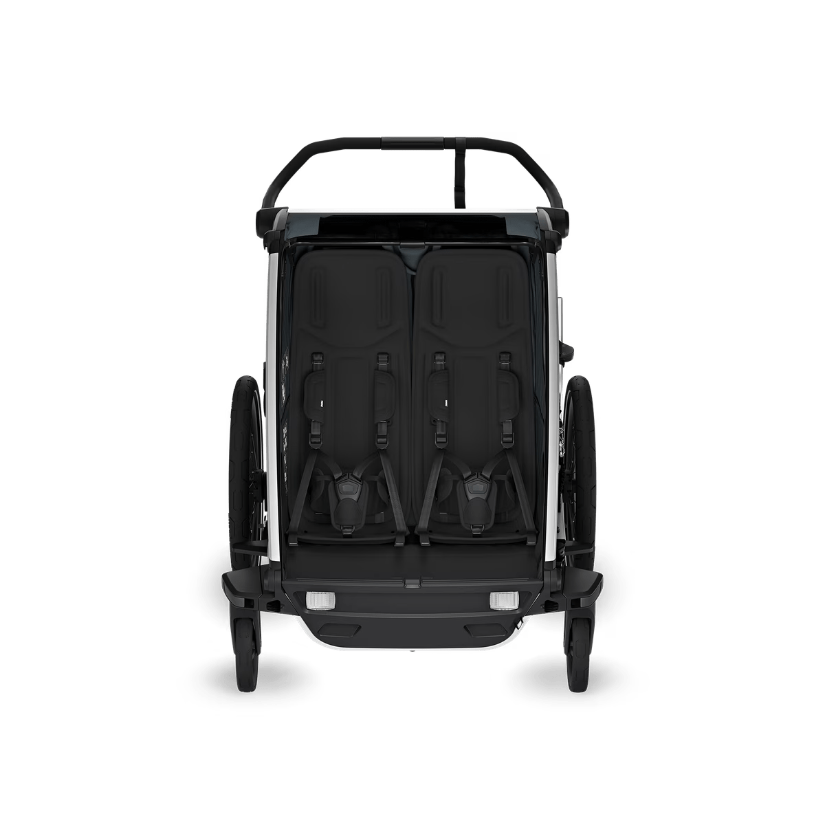 Double child bike trailer and stroller in dark grey - view 2