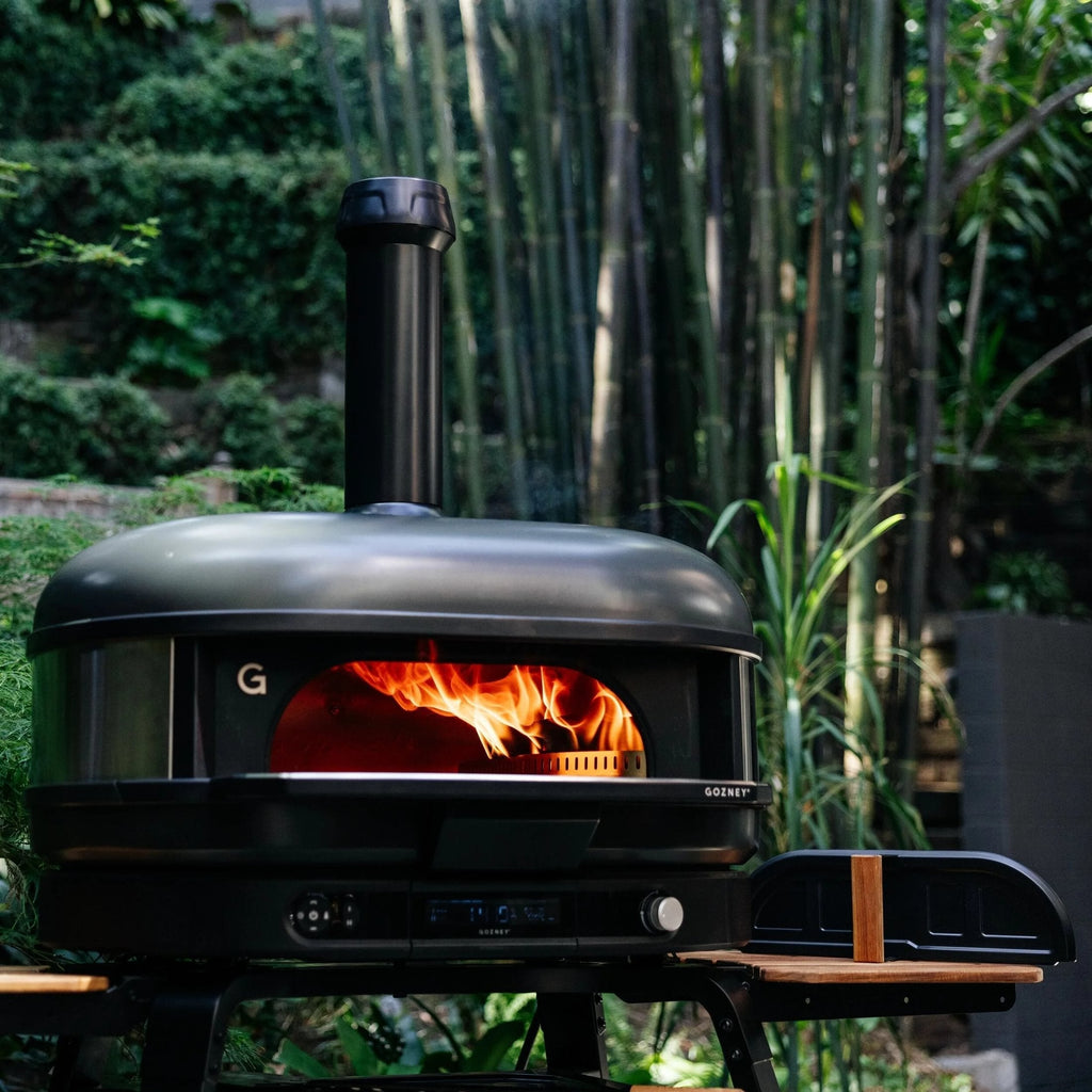 Extra-Large Wood, Gas and Charcoal Pizza Oven with Digital Display - Beige - image 2