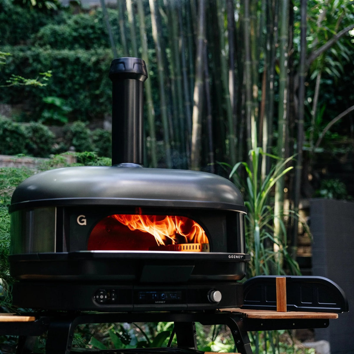 Extra-Large Wood, Gas and Charcoal Pizza Oven with Digital Display - Beige - image 2