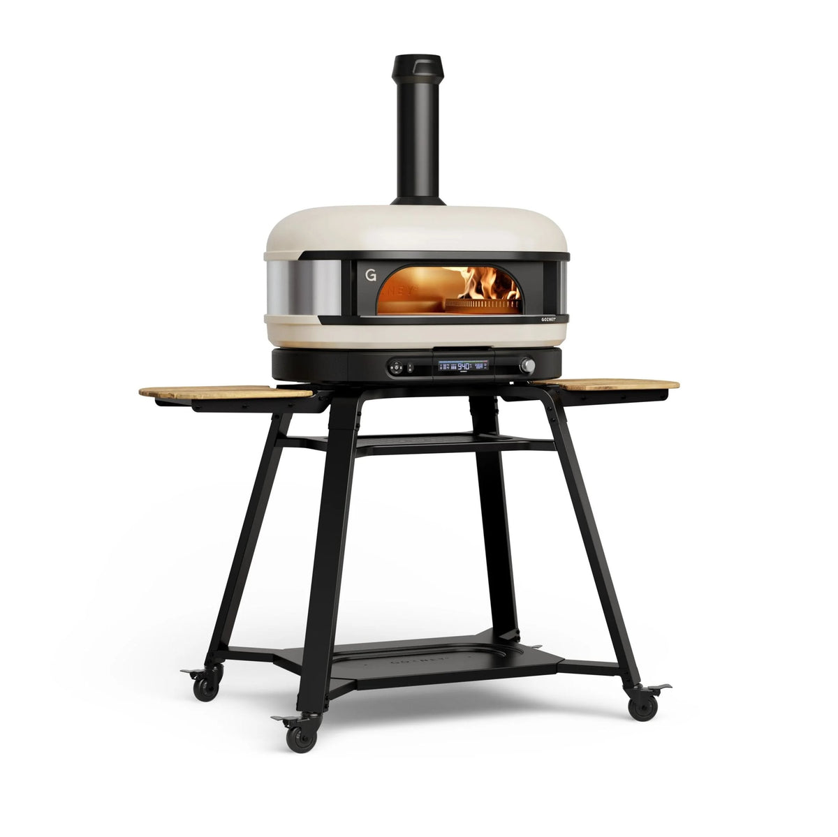 Extra-Large Wood, Gas and Charcoal Pizza Oven with Digital Display - Beige - image 6
