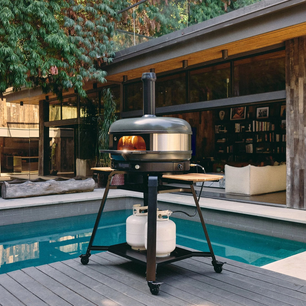 Extra-Large Wood, Gas and Charcoal Pizza Oven with Digital Display - Beige - image 9