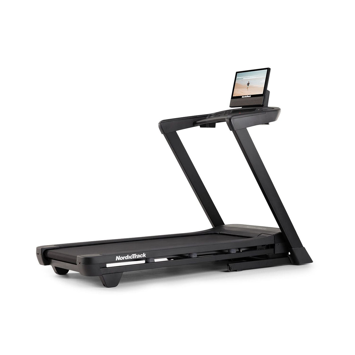 Folding treadmill with 20 km/h, 0-12% incline and tilting HD touchscreen
