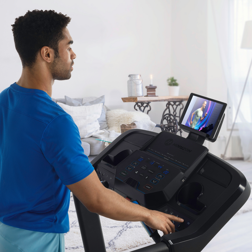 Folding treadmill with thumb-dial controls and hydraulic fold - view 10