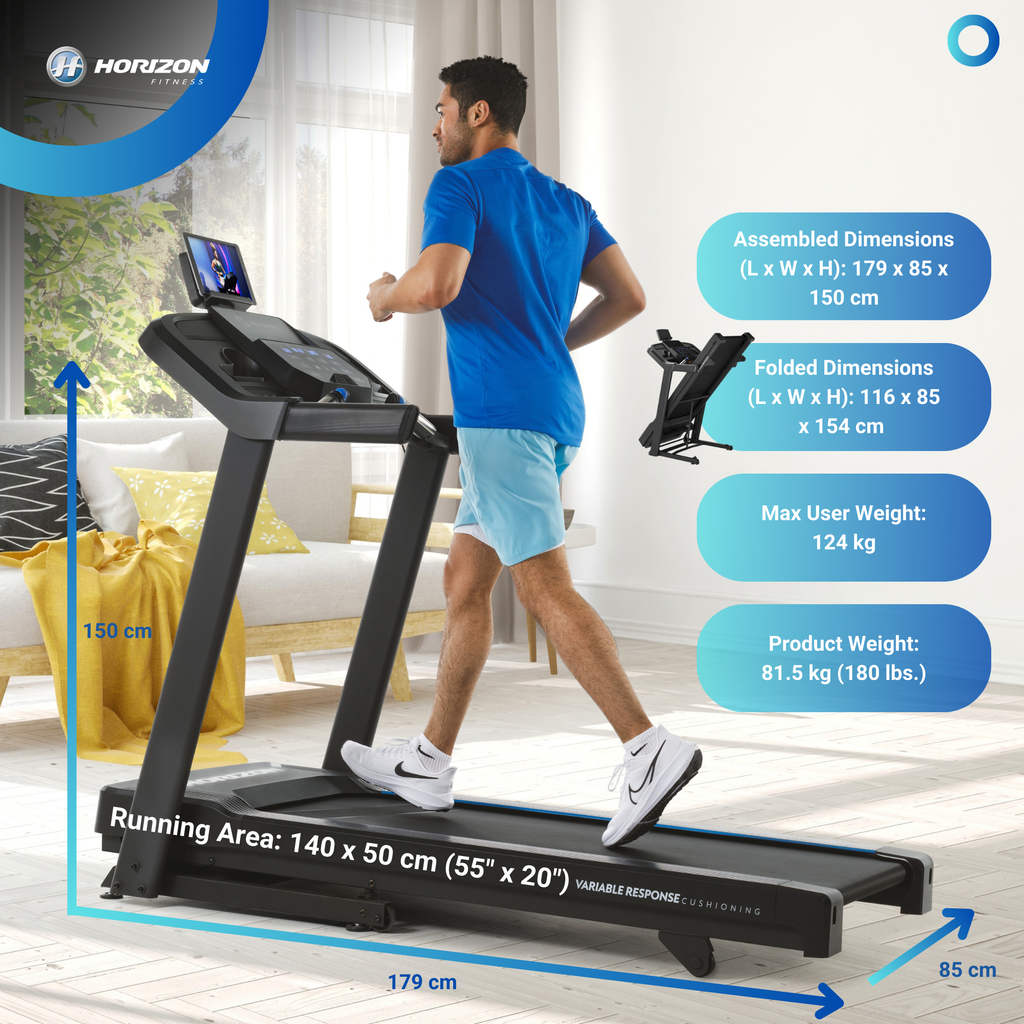 Folding treadmill with thumb-dial controls and hydraulic fold - view 4