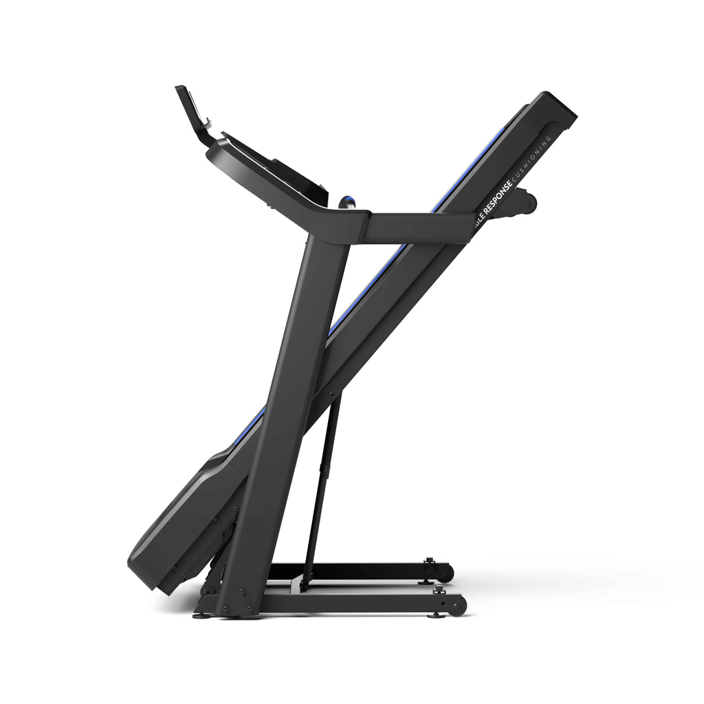 Folding treadmill with thumb-dial controls and hydraulic fold - view 8