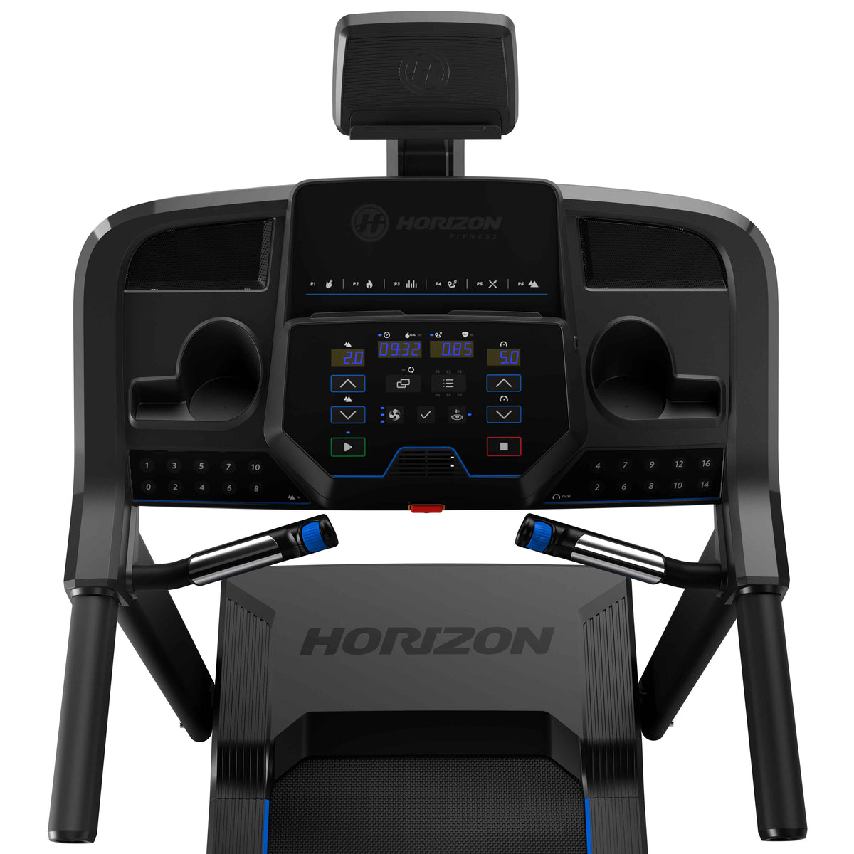 Folding treadmill with thumb-dial controls and hydraulic fold - view 9
