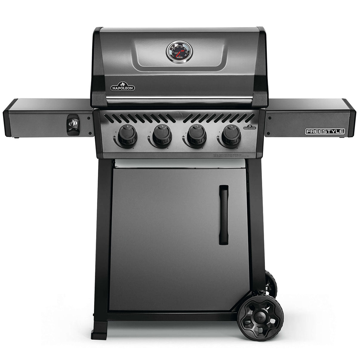 Four-Burner Gas Barbecue 38,000 BTU with Folding Side Shelves - Black - image 1