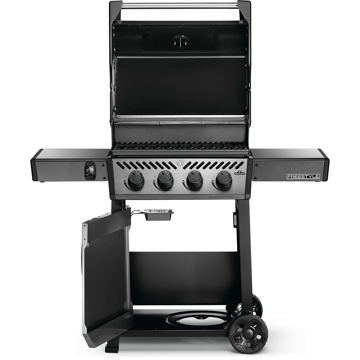 Four-Burner Gas Barbecue 38,000 BTU with Folding Side Shelves - Black - image 2