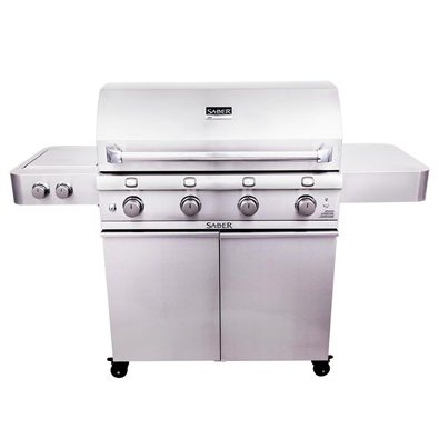 Four-Burner Stainless Steel Gas Barbecue with Side Burner and Cabinet - view 2