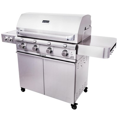Four-Burner Stainless Steel Gas Barbecue with Side Burner and Cabinet - view 3