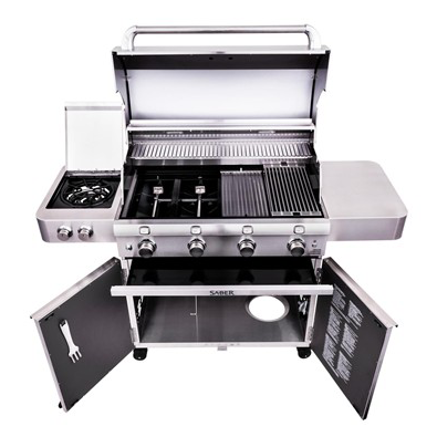 Four-Burner Stainless Steel Gas Barbecue with Side Burner and Cabinet - view 4