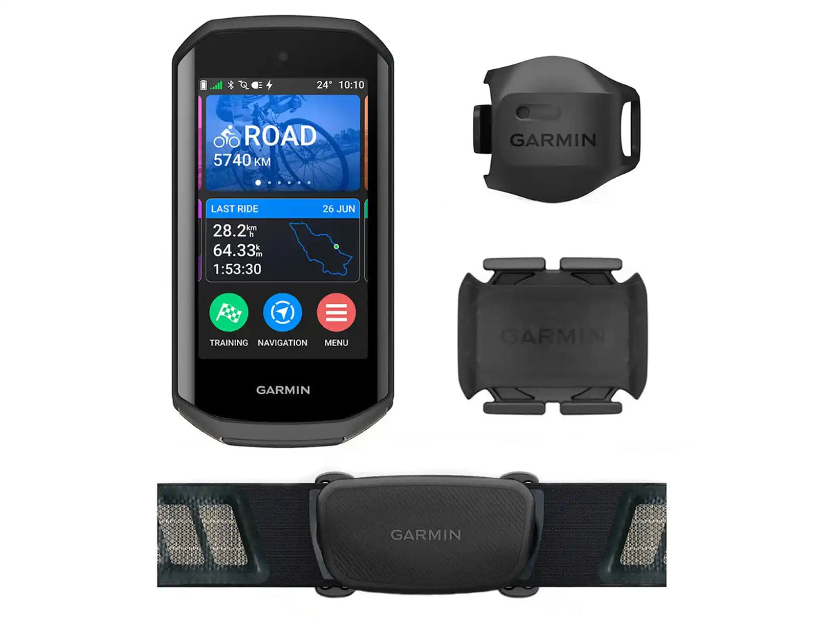 GPS bike computer bundle with 3.5 inch touchscreen and three sensors