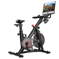 Indoor spin bike with 21.5 inch touchscreen and six-speaker sound