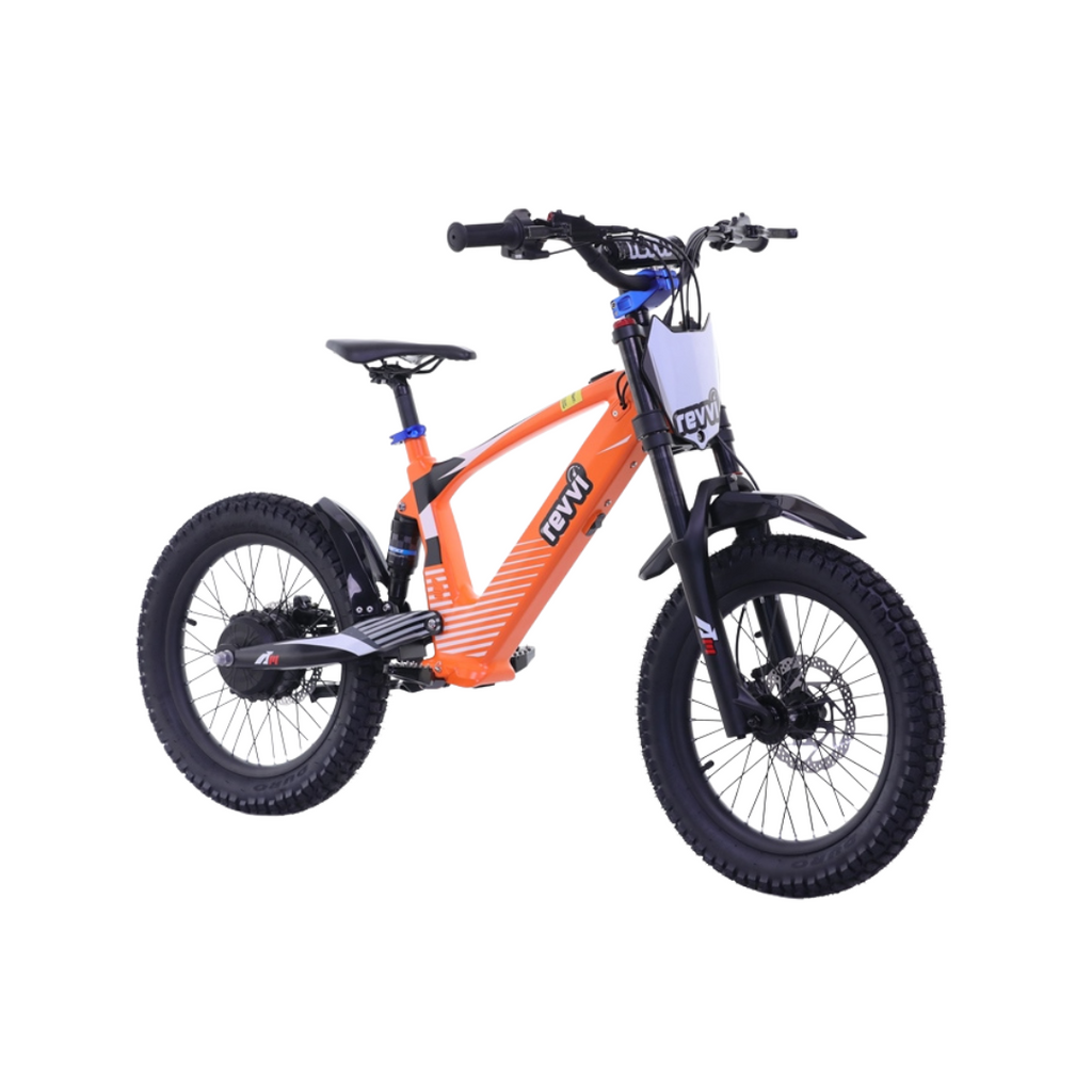 Kids electric off-road bike with 18 inch wheels in black - view 10